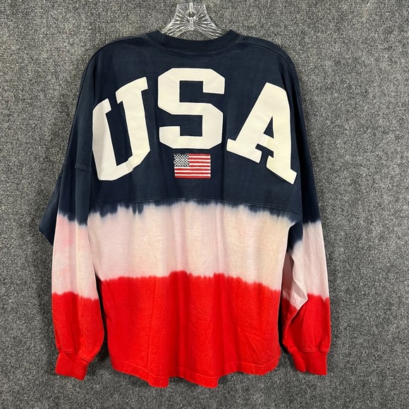 Spirit Jersey Tops - USA Patriotic Spirit Jersey LS Tie Dye Crewneck T-Shirt Oversized RWB Size S